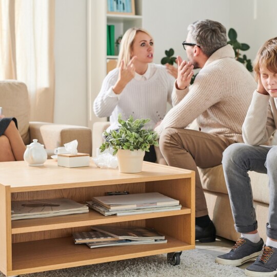 Nervous parents being in conflict