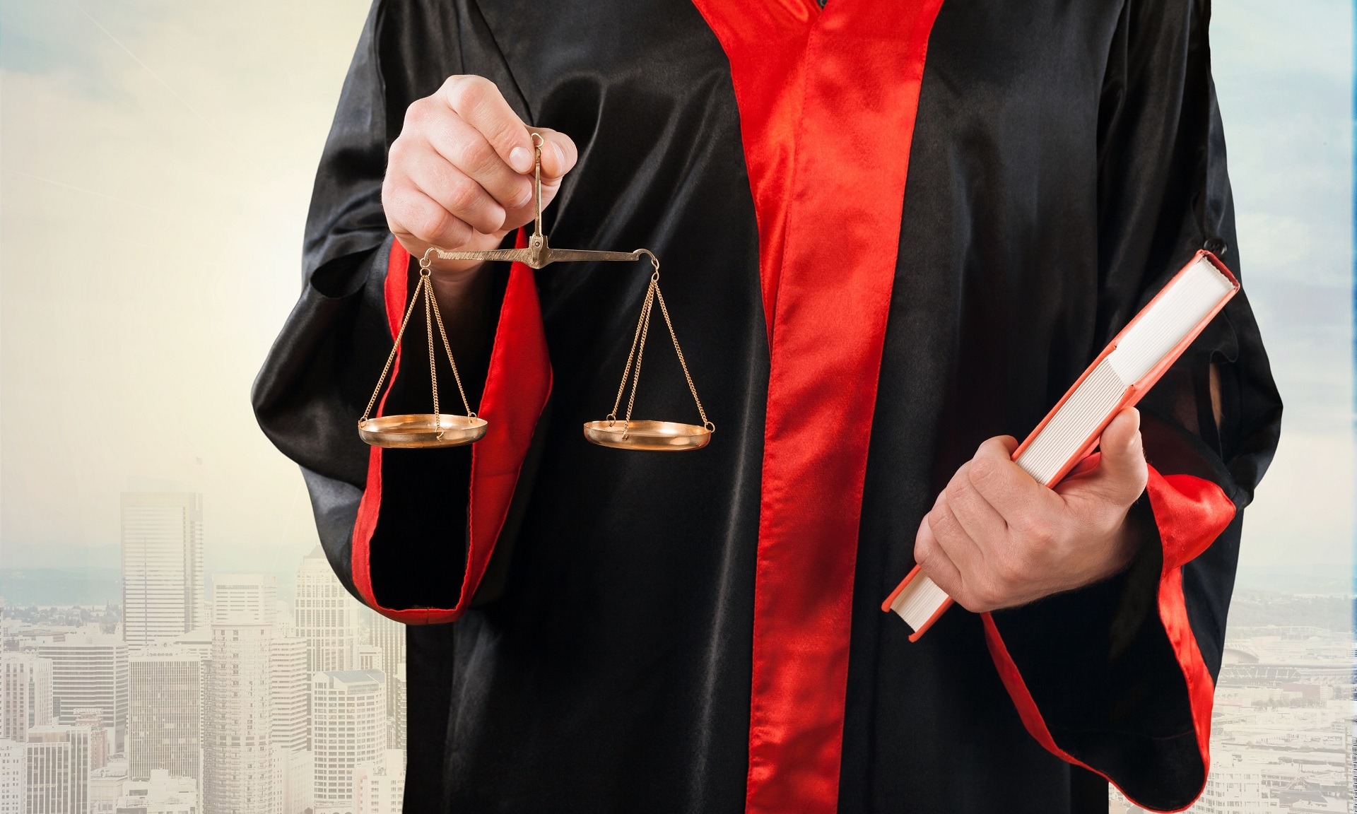 Close-up  judge with scale at courtroom