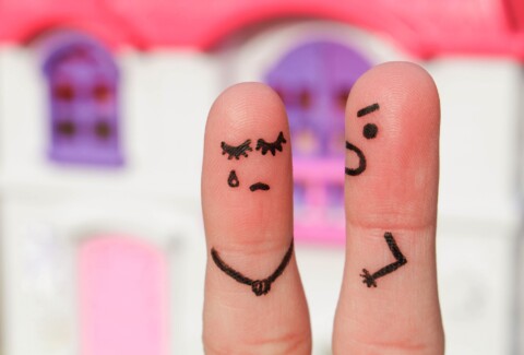 Finger art of a couple during quarrel.