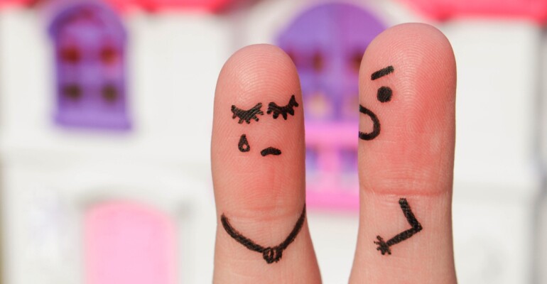 Finger art of a couple during quarrel.
